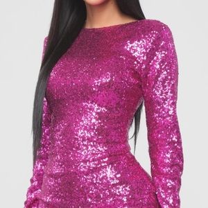 Fuchsia Sequin Mini Dress - Fashion Nova